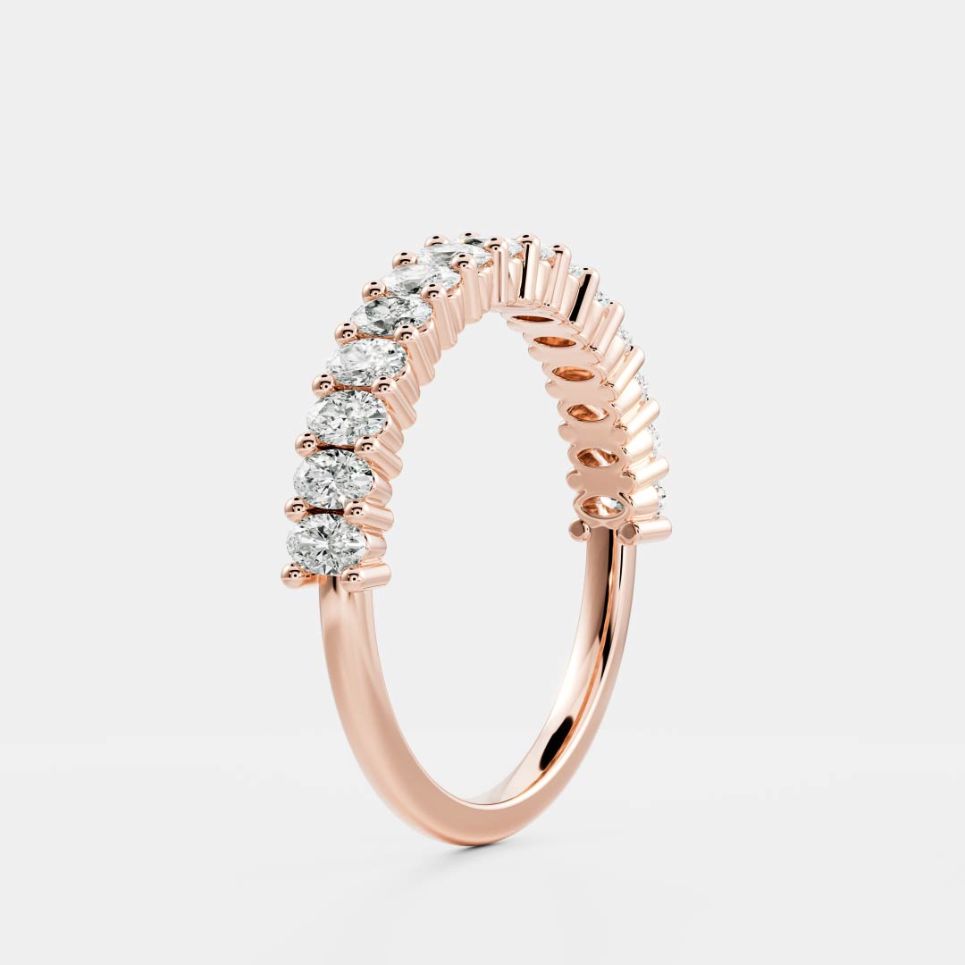 0.3 TCW Oval Half Eternity Moissanite Wedding Band