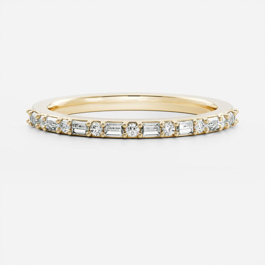 0.2 TCW Baguette & Round Half Eternity Moissanite Wedding Band