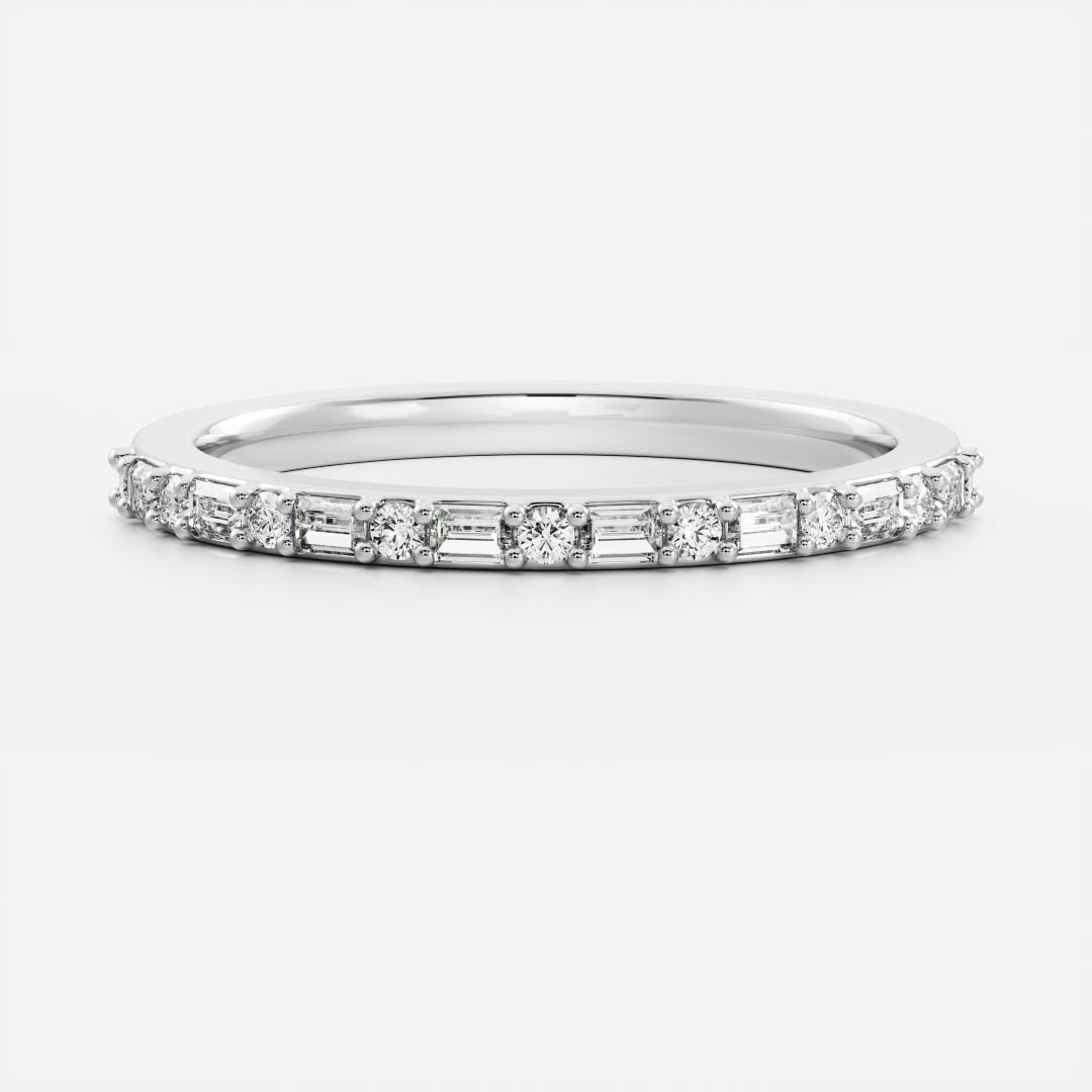 0.2 TCW Baguette & Round Half Eternity Moissanite Wedding Band
