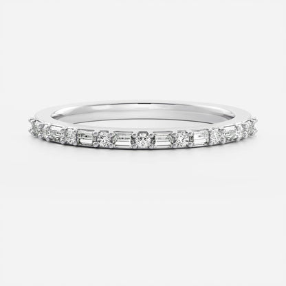 0.2 TCW Baguette & Round Half Eternity Moissanite Wedding Band