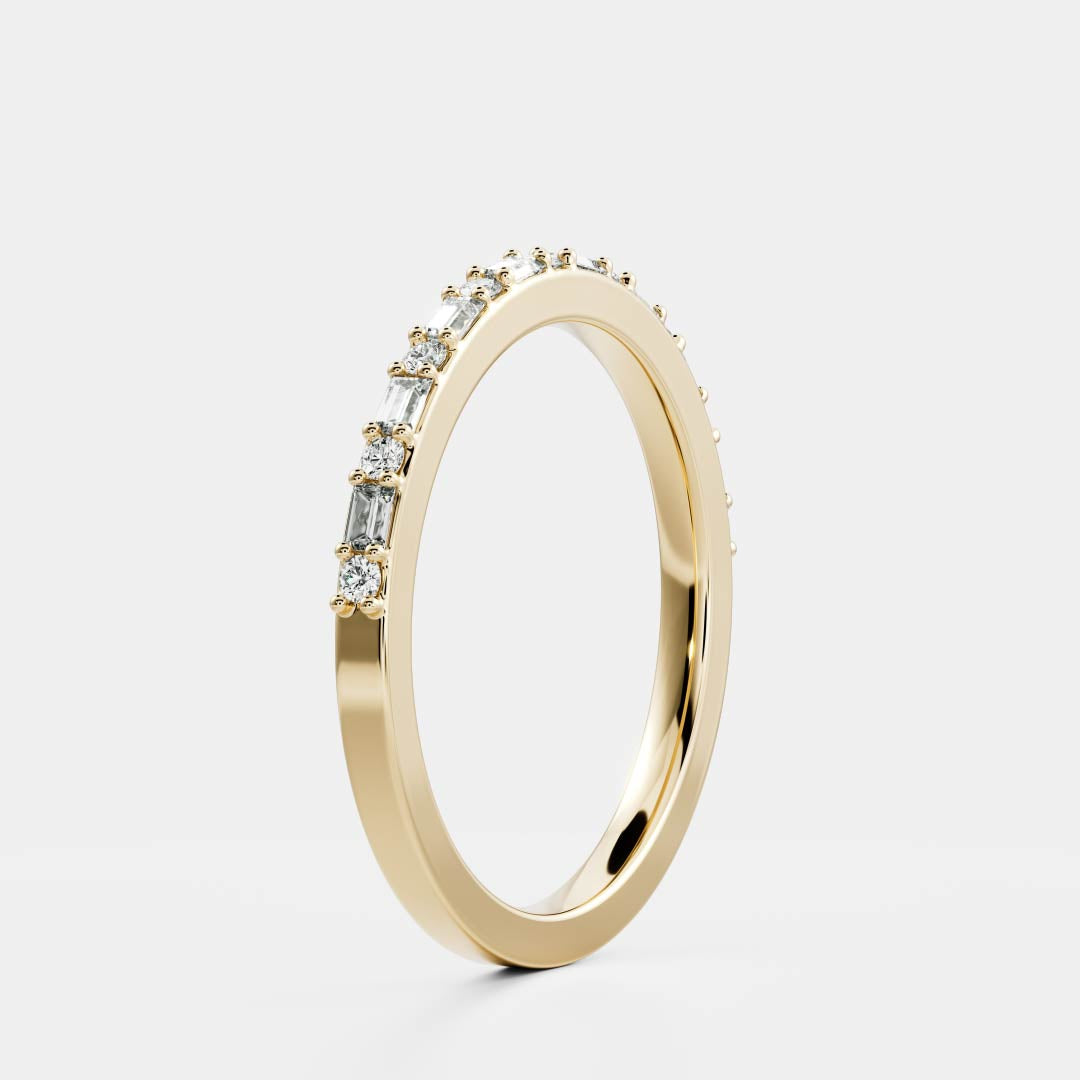 0.2 TCW Baguette & Round Half Eternity Moissanite Wedding Band