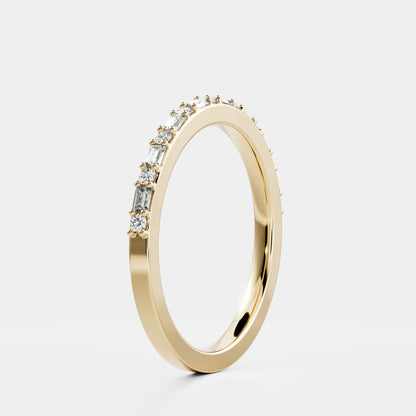 0.2 TCW Baguette & Round Half Eternity Moissanite Wedding Band
