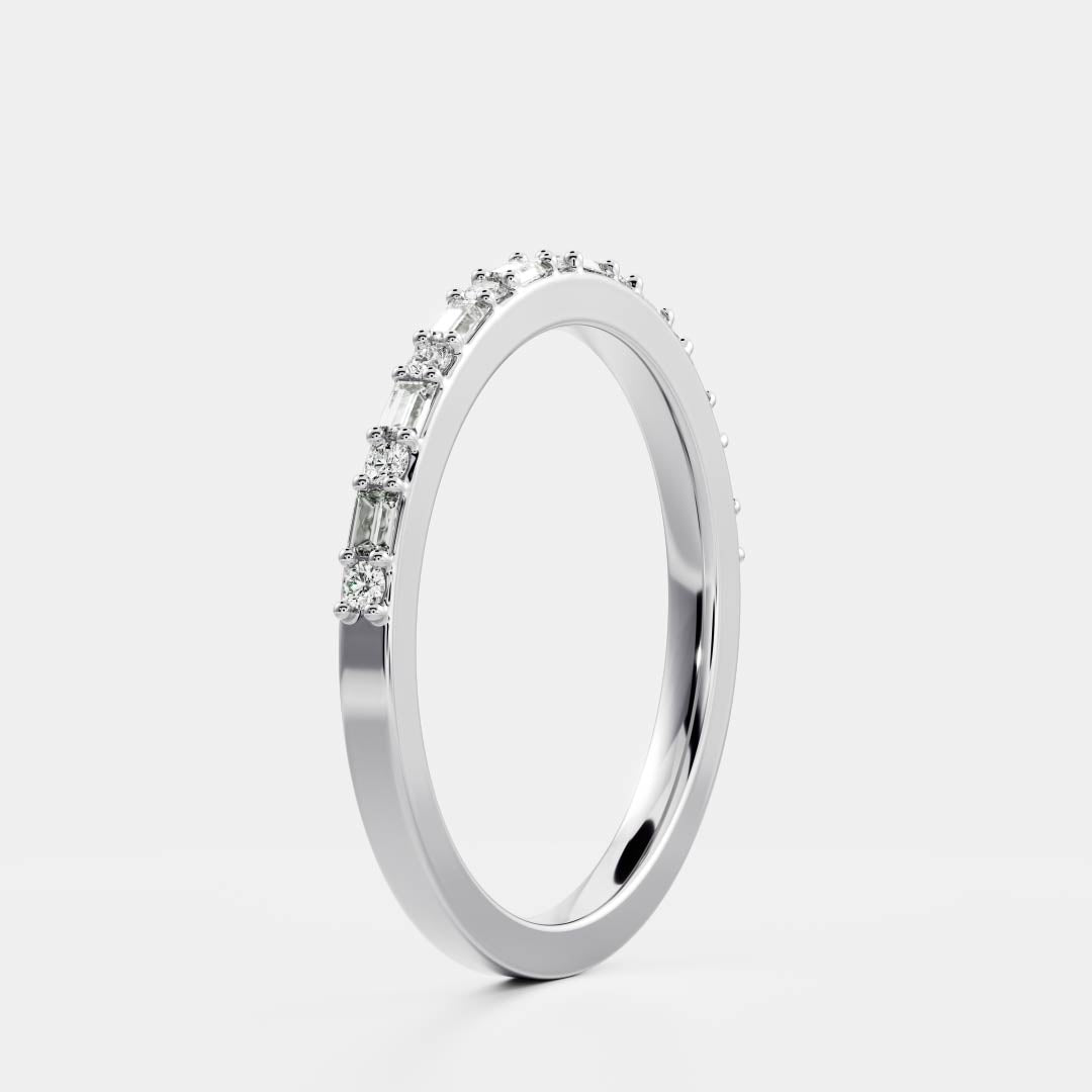 0.2 TCW Baguette & Round Half Eternity Moissanite Wedding Band