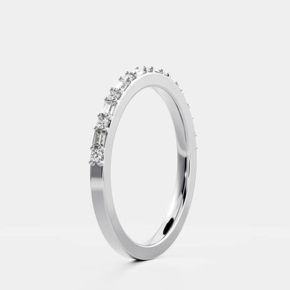 0.2 TCW Baguette & Round Half Eternity Moissanite Wedding Band