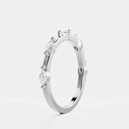 0.1 TCW Marquise Dainty Moissanite Wedding Band