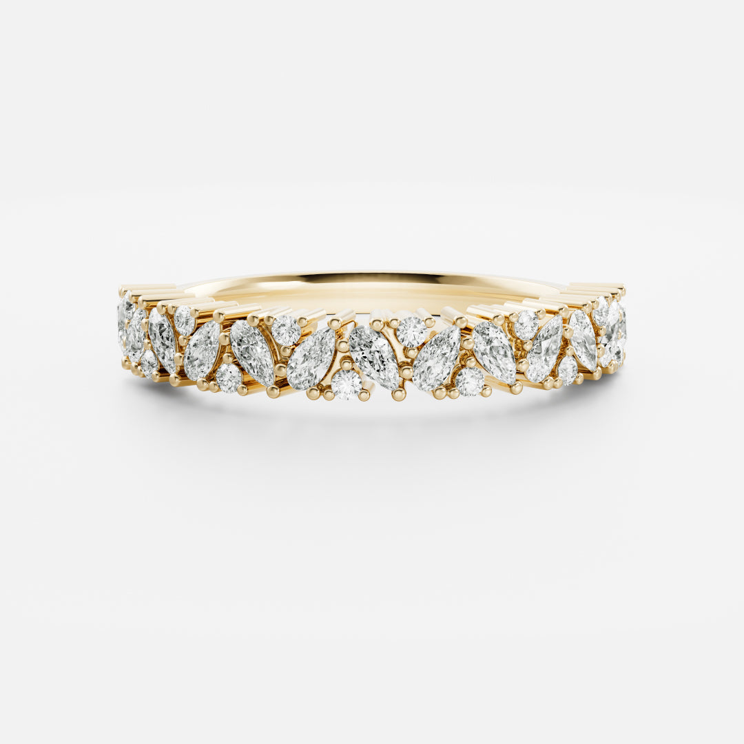 0.3 TCW Pear & Round Cluster Moissanite Wedding Band