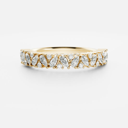 0.3 TCW Pear & Round Cluster Moissanite Wedding Band