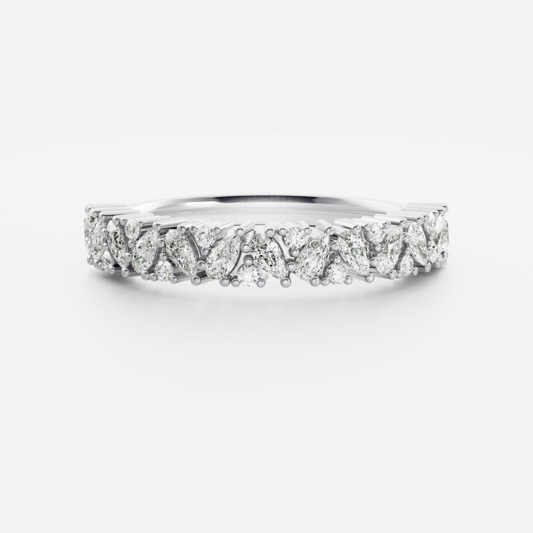 0.3 TCW Pear & Round Cluster Moissanite Wedding Band