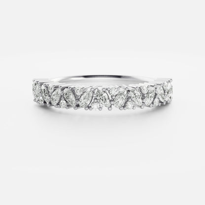 0.3 TCW Pear & Round Cluster Moissanite Wedding Band