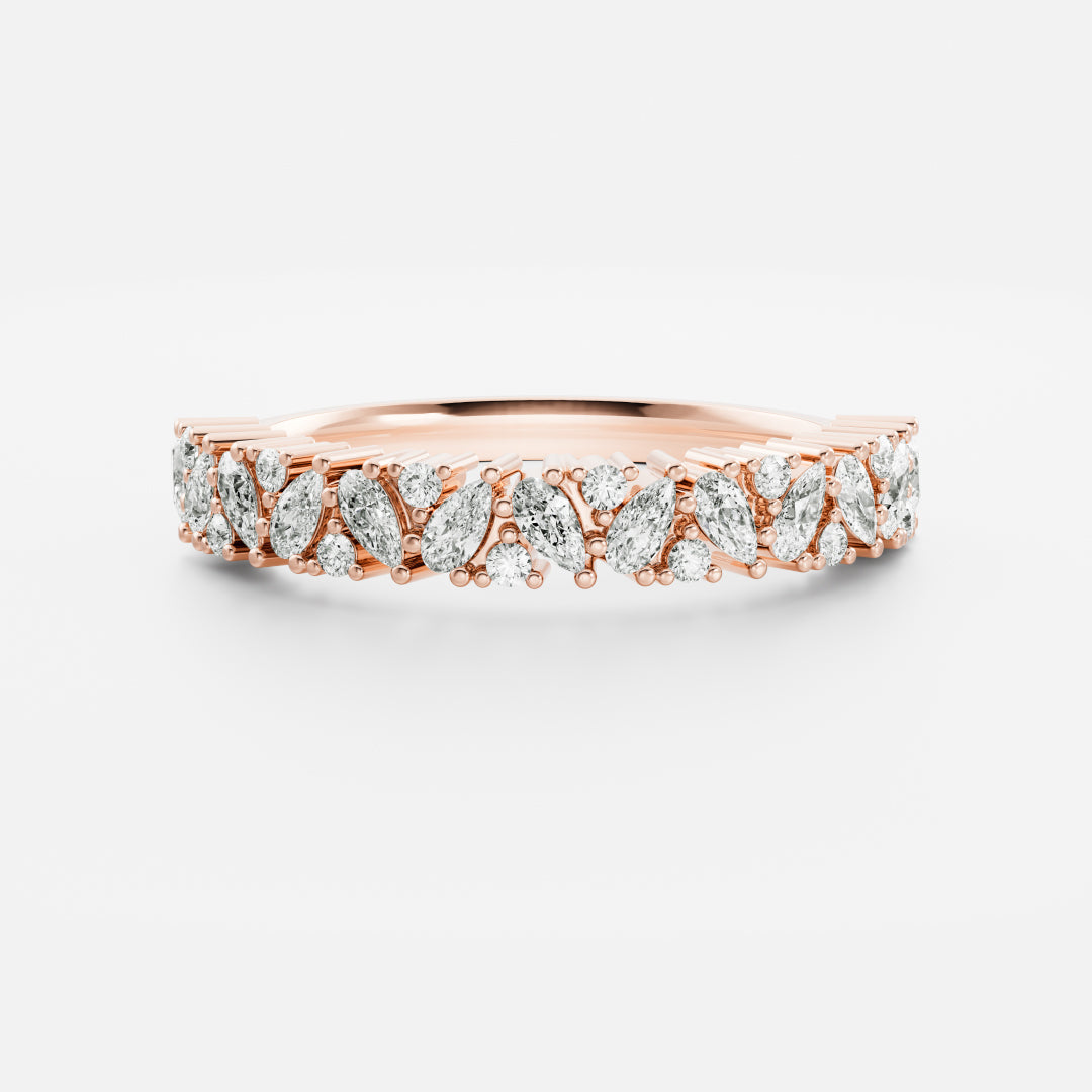 0.3 TCW Pear & Round Cluster Moissanite Wedding Band