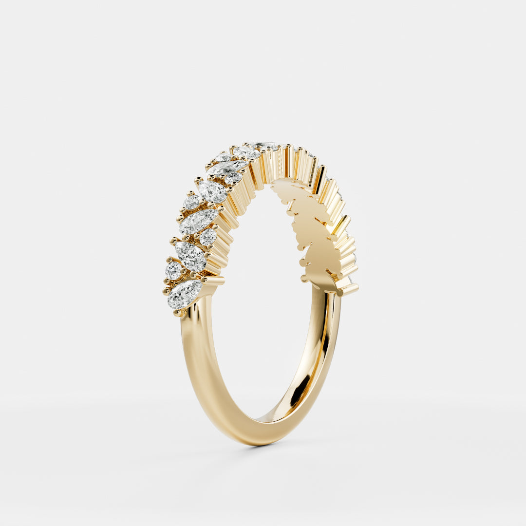 0.3 TCW Pear & Round Cluster Moissanite Wedding Band