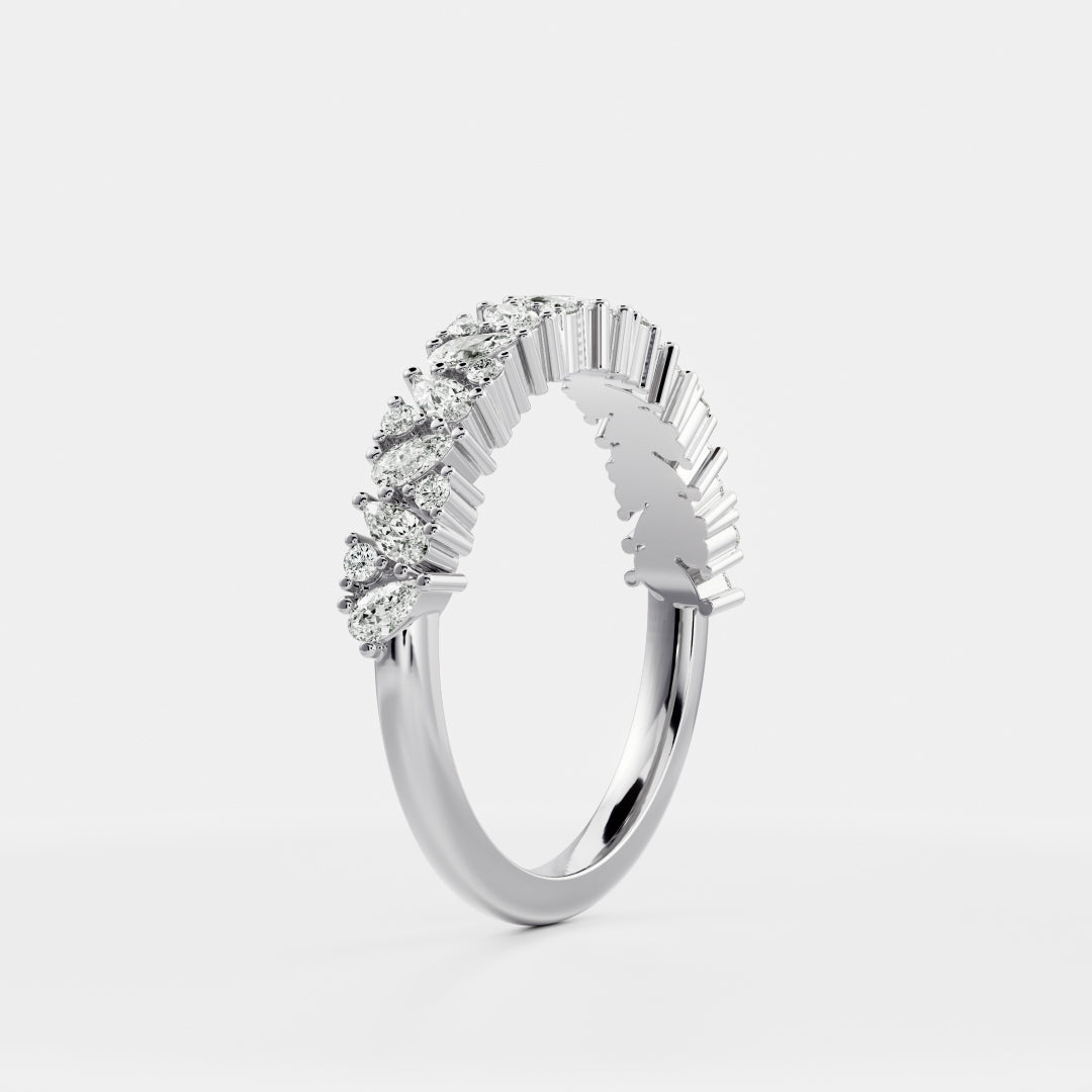 0.3 TCW Pear & Round Cluster Moissanite Wedding Band
