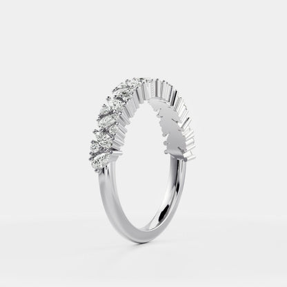 0.3 TCW Pear & Round Cluster Moissanite Wedding Band