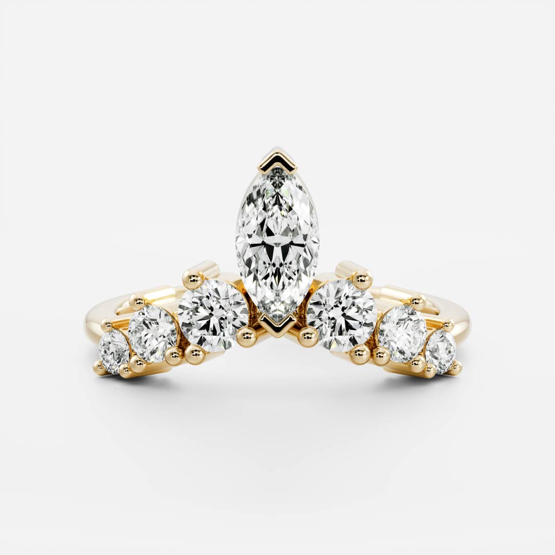 0.3 TCW Marquise & Round Curved Wedding Band