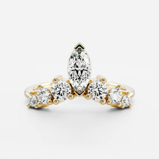 0.3 TCW Marquise & Round Curved Wedding Band