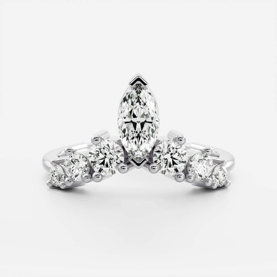0.3 TCW Marquise & Round Curved Wedding Band