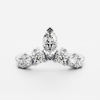 0.3 TCW Marquise & Round Curved Wedding Band