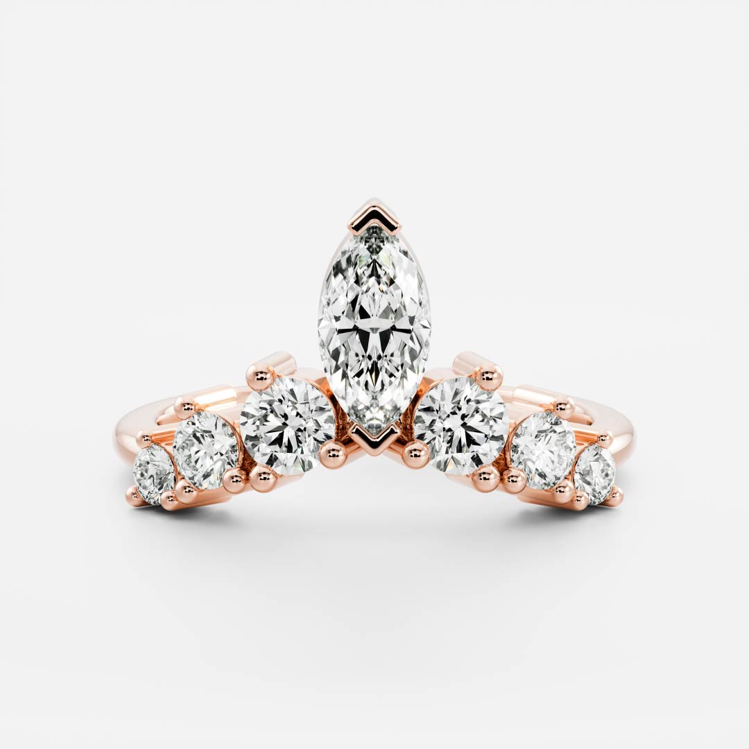 0.3 TCW Marquise & Round Curved Wedding Band