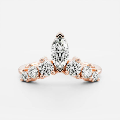 0.3 TCW Marquise & Round Curved Wedding Band