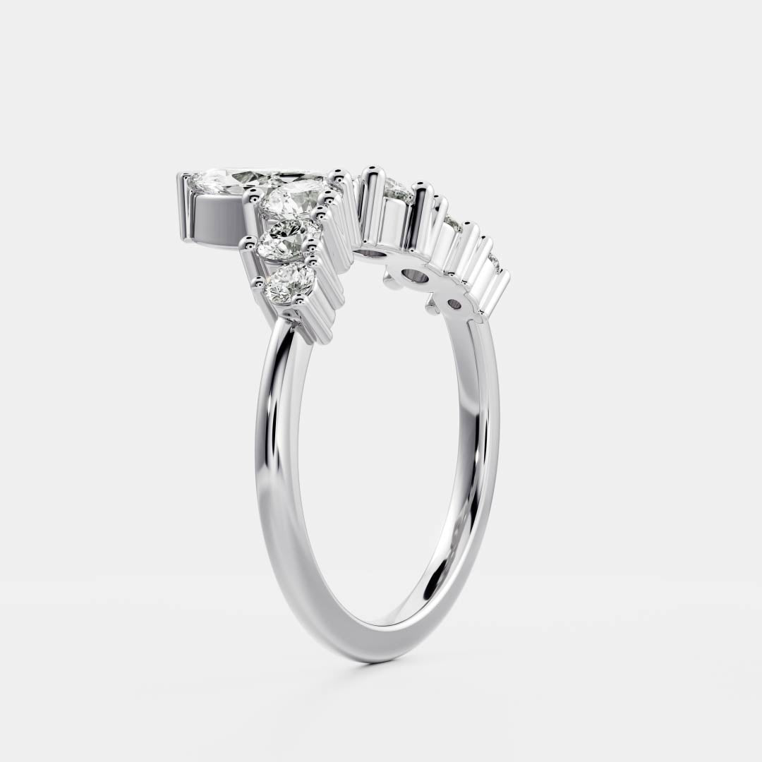 0.3 TCW Marquise & Round Curved Wedding Band