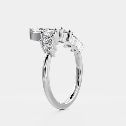 0.3 TCW Marquise & Round Curved Wedding Band