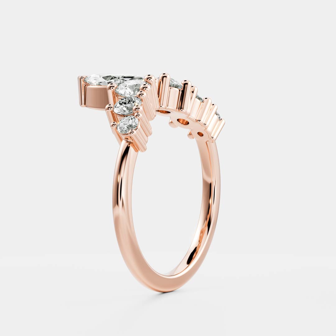 0.3 TCW Marquise & Round Curved Wedding Band