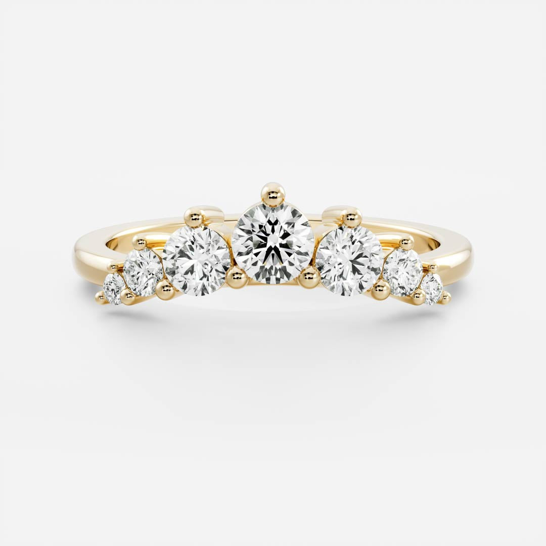0.2 TCW Round Curved Moissanite Wedding Band