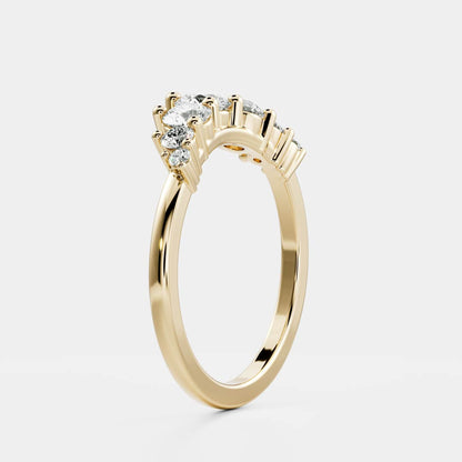 0.2 TCW Round Curved Moissanite Wedding Band