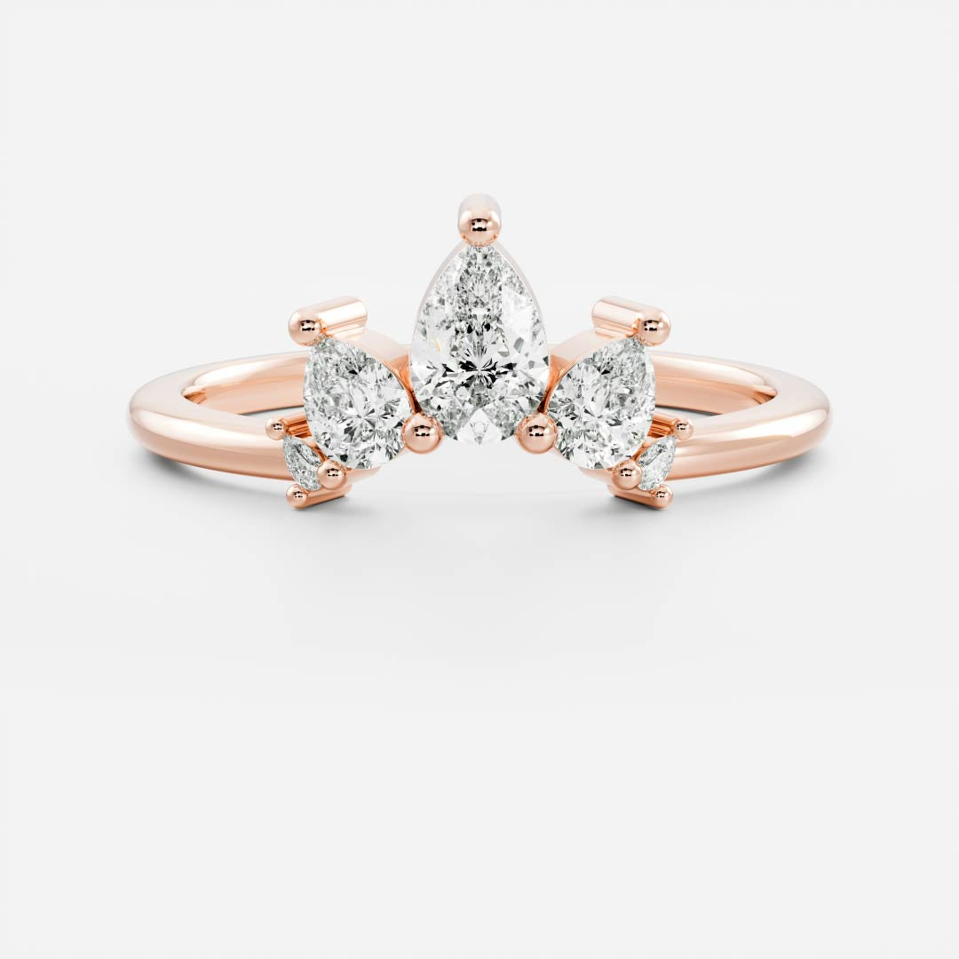 0.2 TCW Pear Curved Moissanite Wedding Band