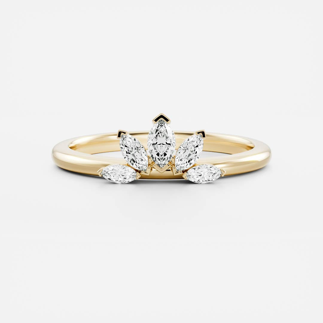 0.1 TCW Marquise Curved Moissanite Wedding Band