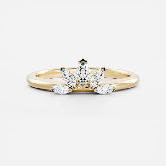 0.1 TCW Marquise Curved Moissanite Wedding Band