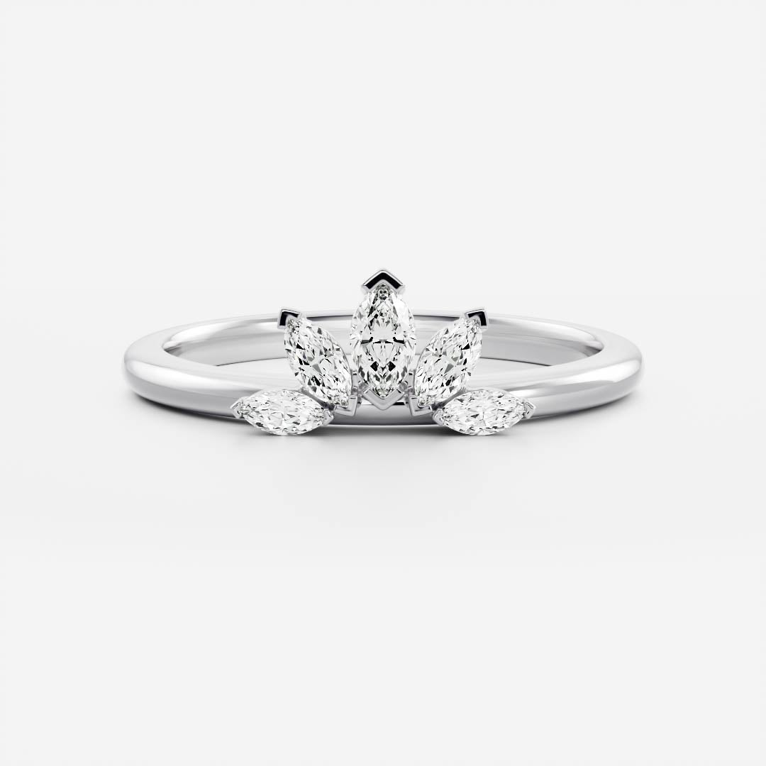 0.1 TCW Marquise Curved Moissanite Wedding Band