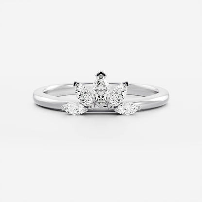 0.1 TCW Marquise Curved Moissanite Wedding Band