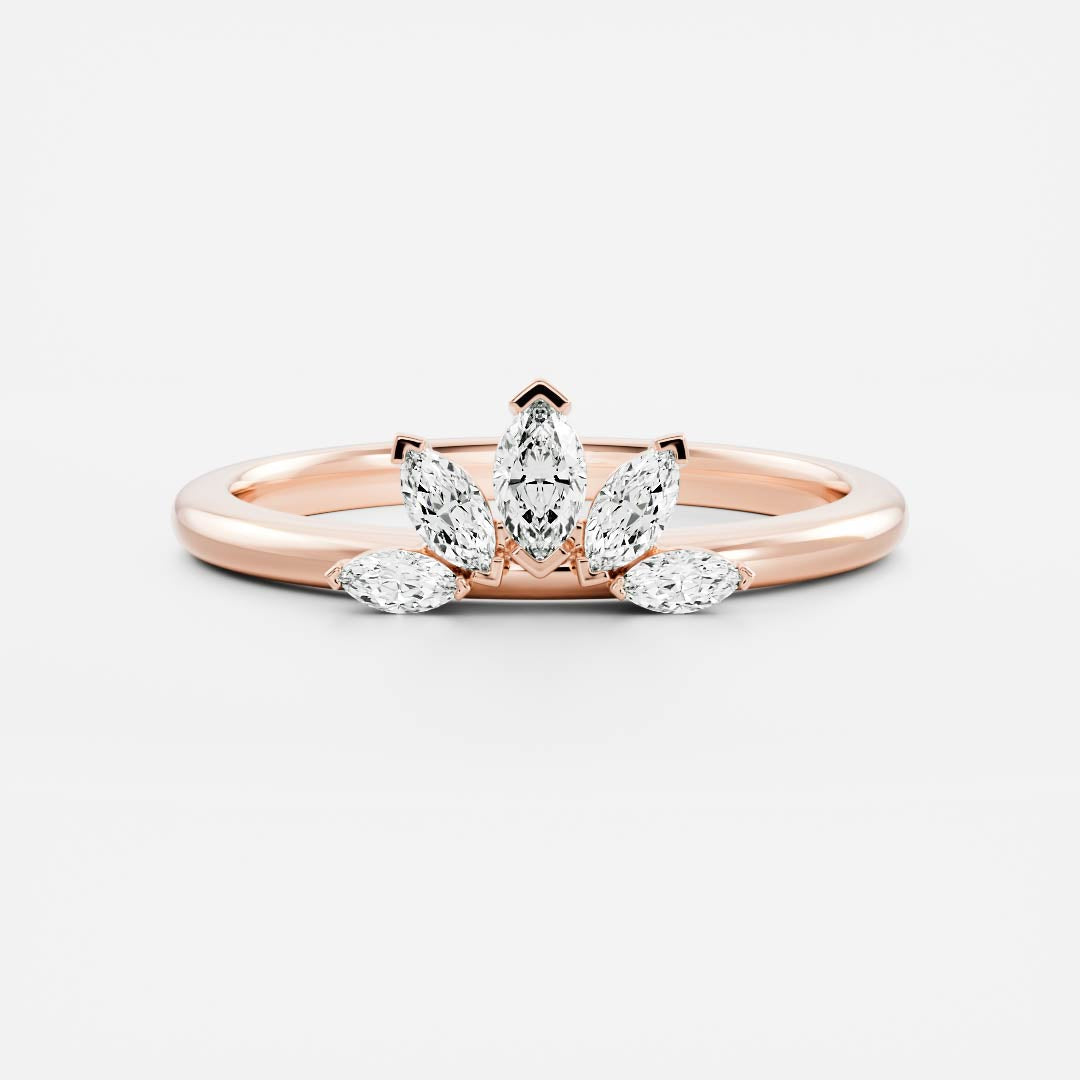 0.1 TCW Marquise Curved Moissanite Wedding Band
