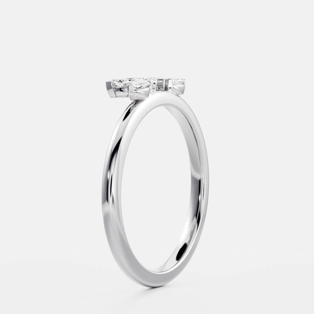 0.1 TCW Marquise Curved Moissanite Wedding Band