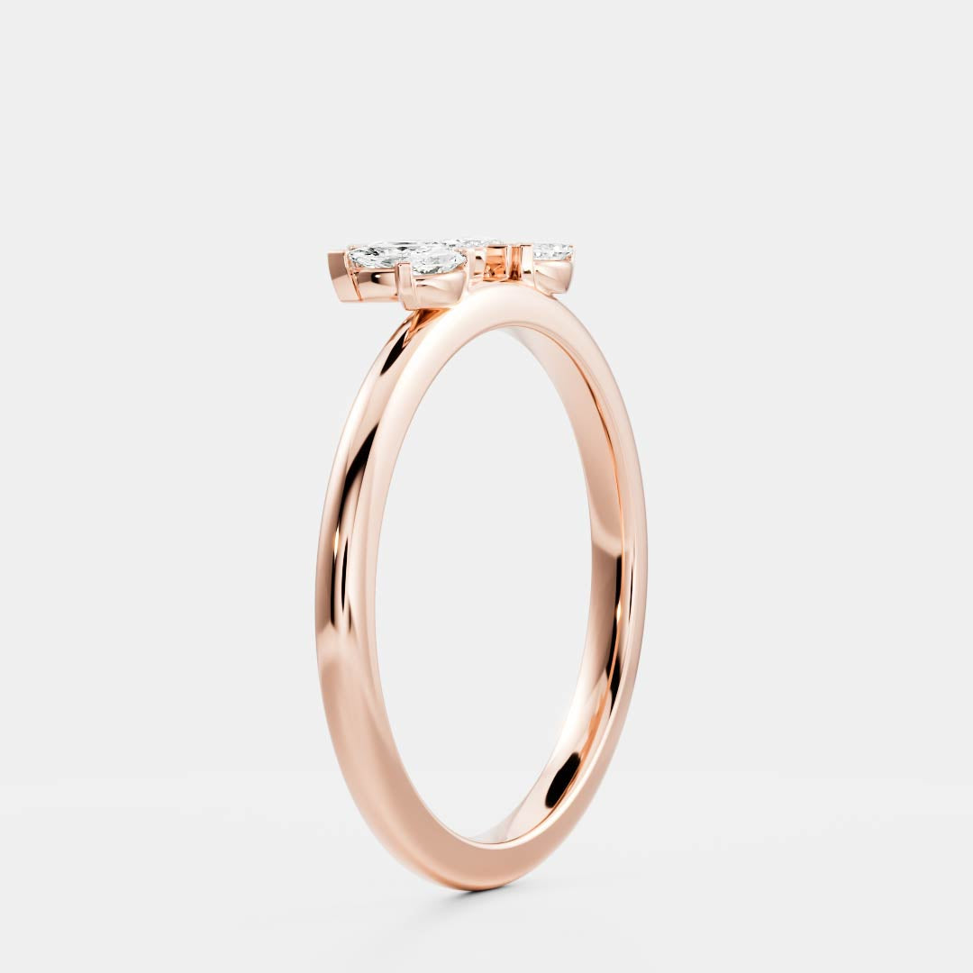 0.1 TCW Marquise Curved Moissanite Wedding Band