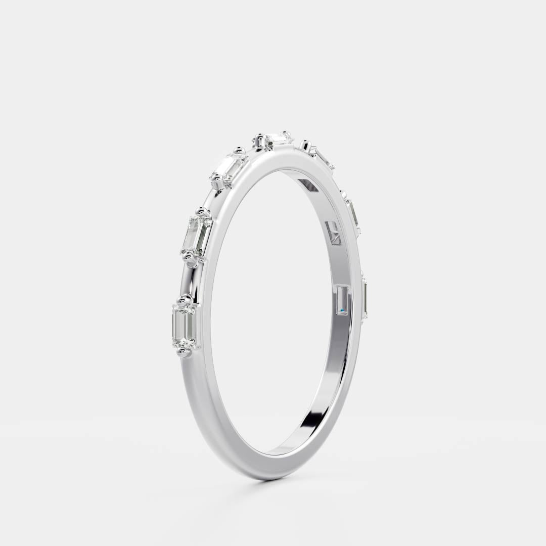 0.2 TCW Baguette Half Eternity Moissanite Wedding Band