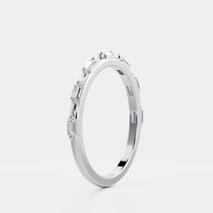 0.2 TCW Baguette Half Eternity Moissanite Wedding Band