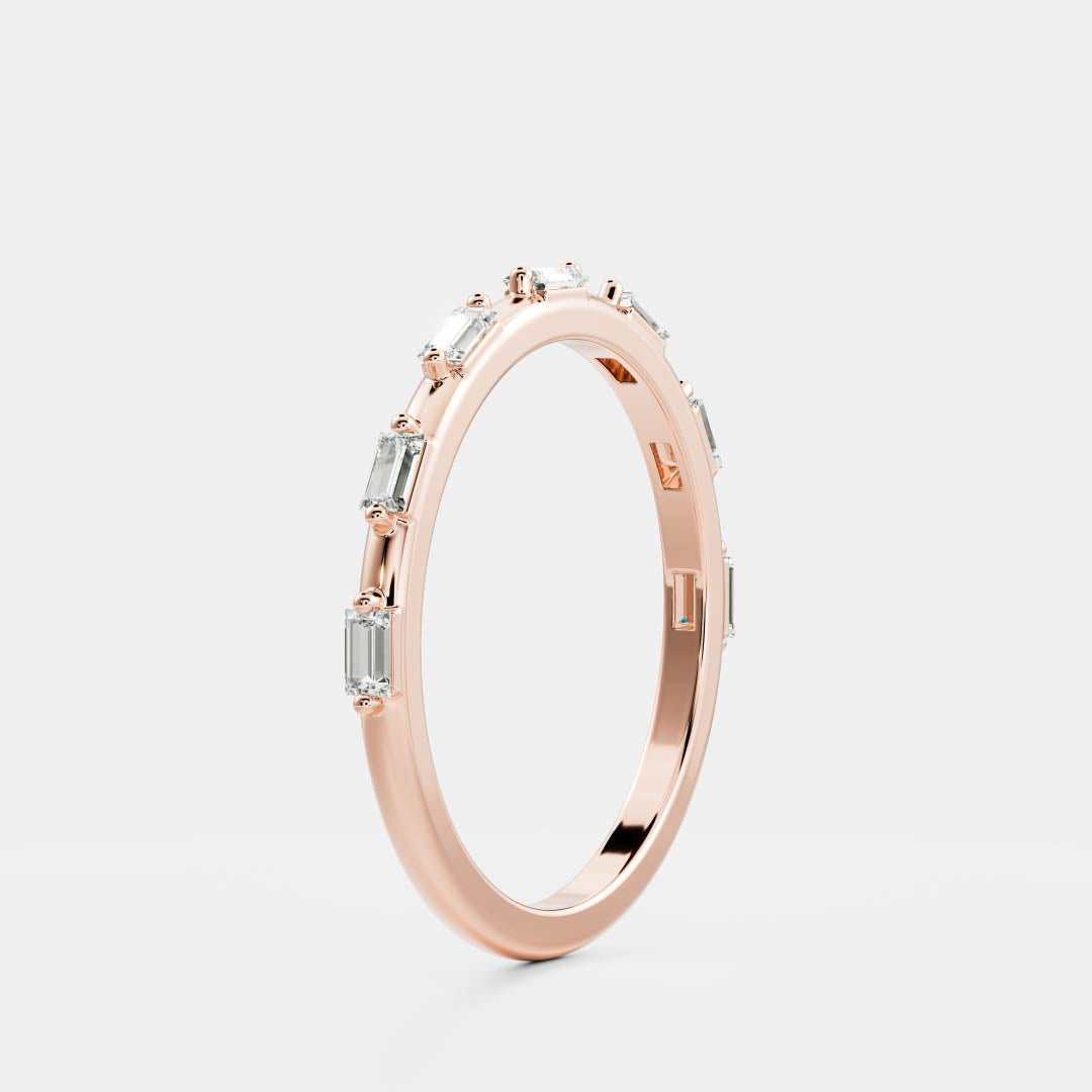 0.2 TCW Baguette Half Eternity Moissanite Wedding Band