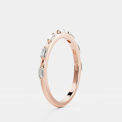 0.2 TCW Baguette Half Eternity Moissanite Wedding Band