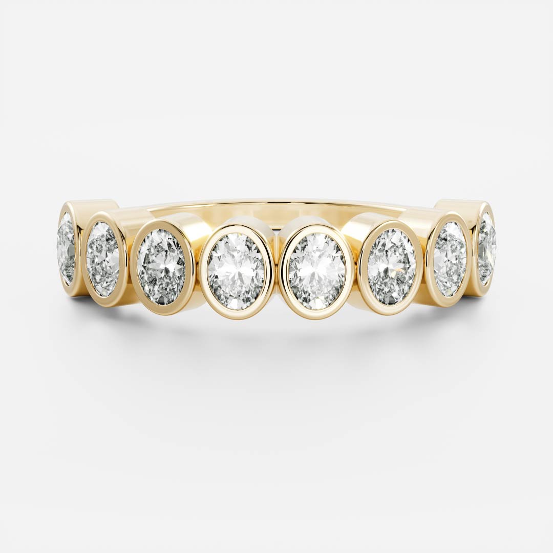 0.3 TCW Oval Bezel & Half Eternity Moissanite Wedding Band