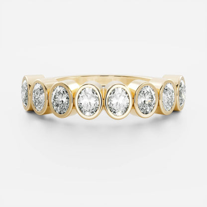0.3 TCW Oval Bezel & Half Eternity Moissanite Wedding Band