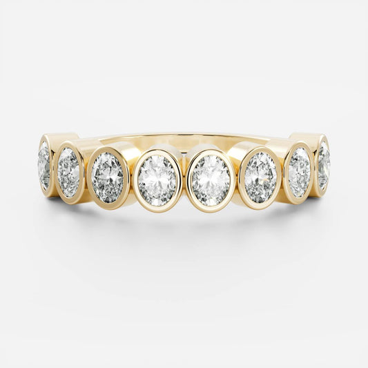 0.3 TCW Oval Bezel & Half Eternity Moissanite Wedding Band