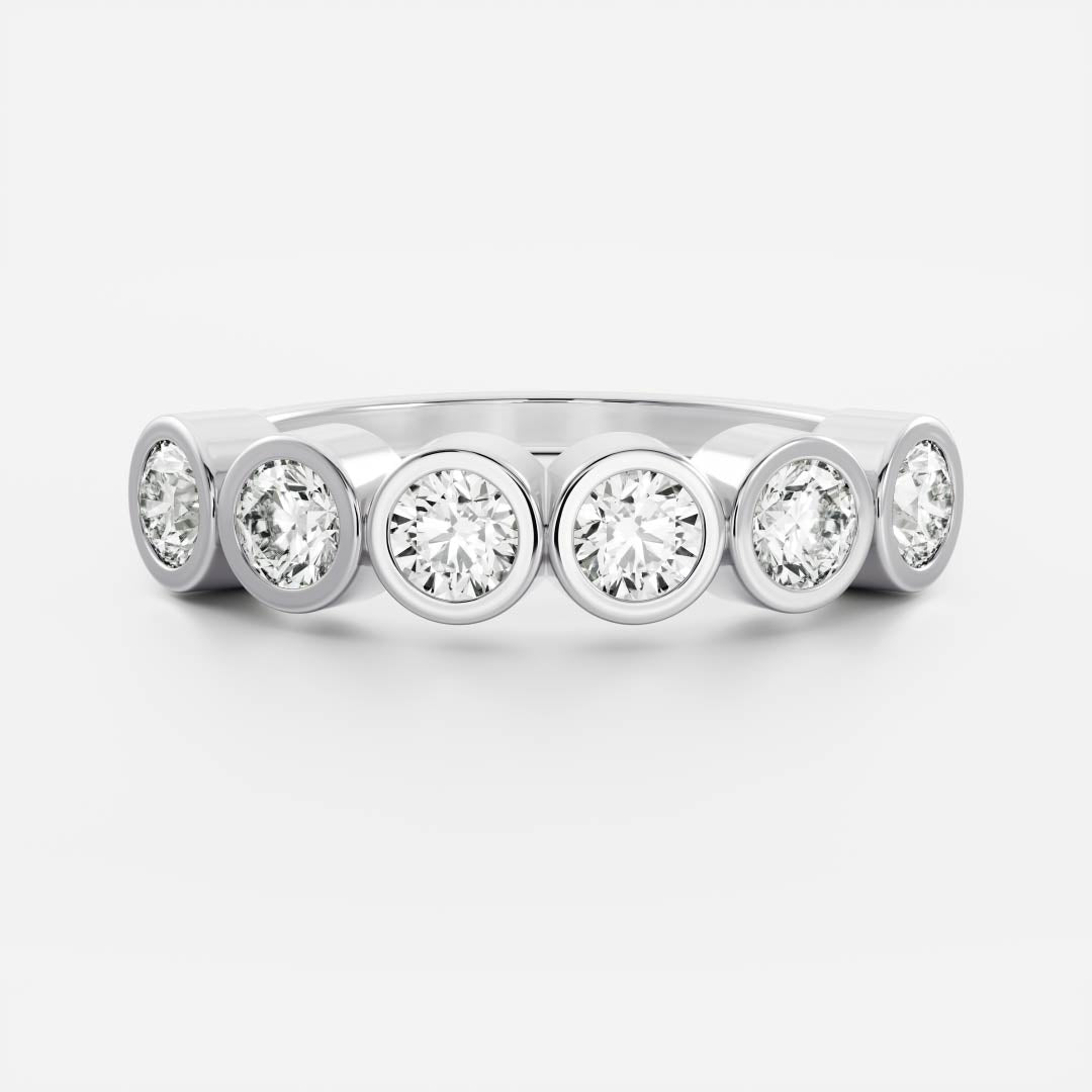 0.2 TCW Round Bezel & Half Eternity Moissanite Wedding Band