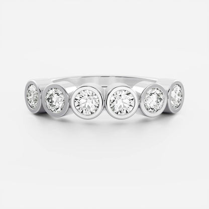 0.2 TCW Round Bezel & Half Eternity Moissanite Wedding Band