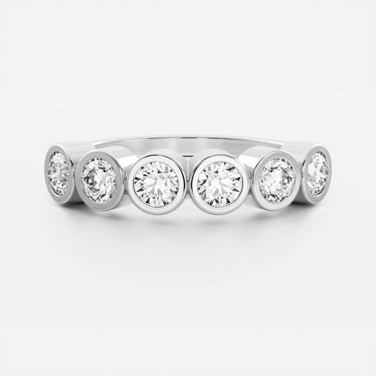 0.2 TCW Round Bezel & Half Eternity Moissanite Wedding Band