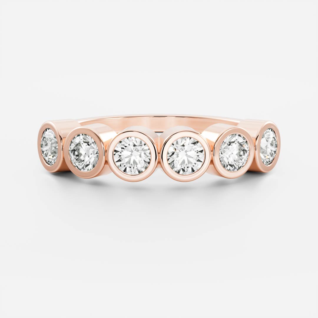 0.2 TCW Round Bezel & Half Eternity Moissanite Wedding Band