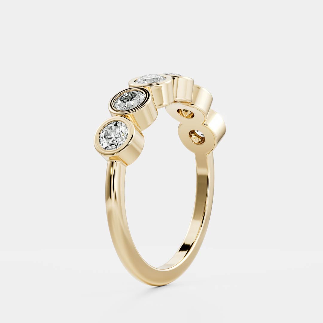 0.2 TCW Round Bezel & Half Eternity Moissanite Wedding Band