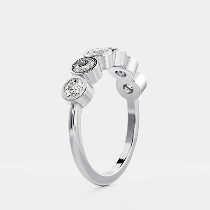 0.2 TCW Round Bezel & Half Eternity Moissanite Wedding Band