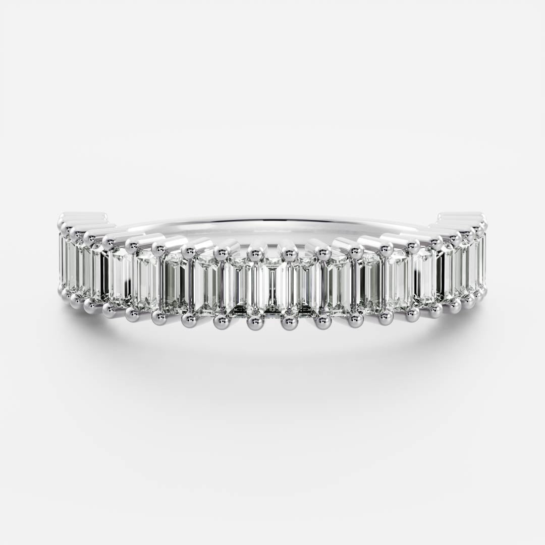 0.4 TCW Baguette Half Eternity Moissanite Wedding Band
